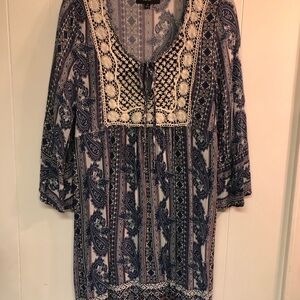 NAIF Navy and Cream Paisley Tunic